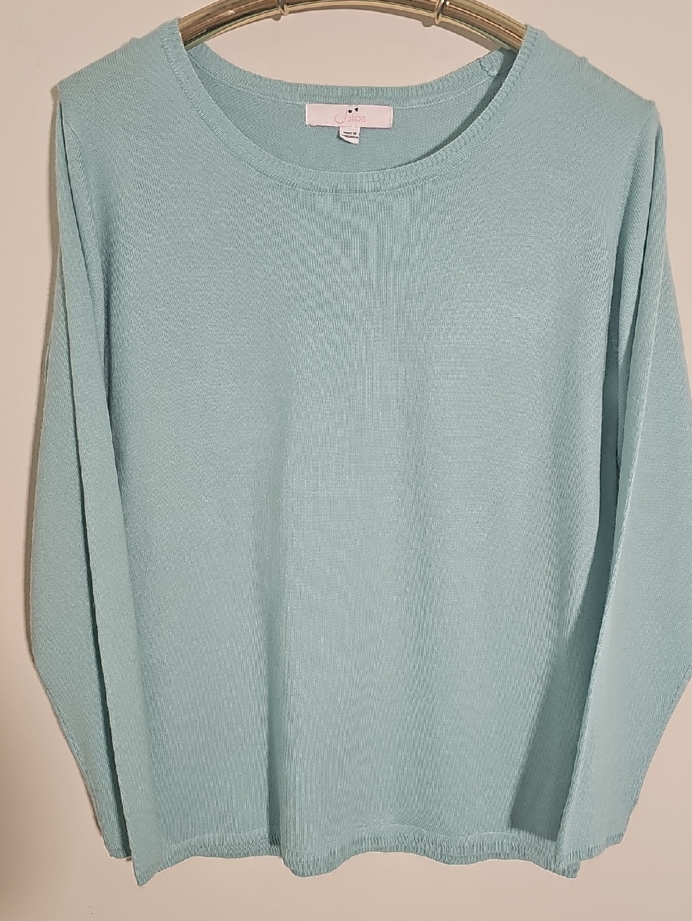 Julipa Light Aquaā Crewneck Sweater. Lightweight, Soft. Size 8/10.